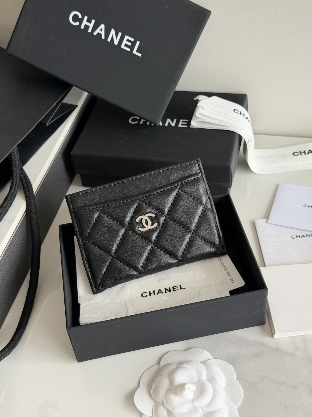Chanel Classic Card Holder in Black Lamskin