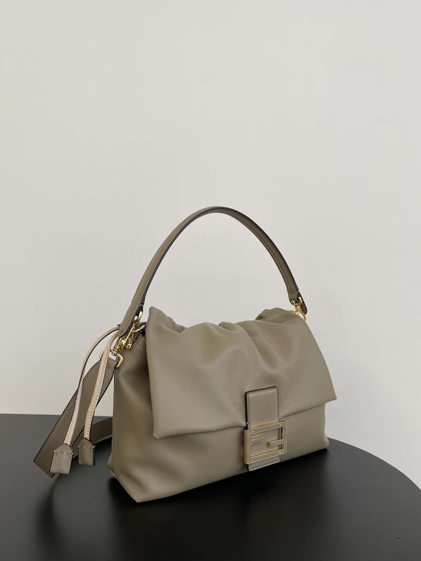 Fendi Large Baguette Soft Bag in Nappa leather-Light Grey