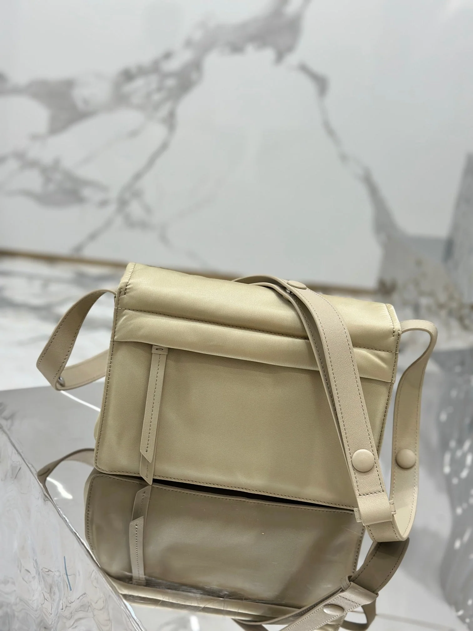 Prada CINI 23 MEDIUM BAG IN FLAX YELLOW RE-NYLON WITH STRAP