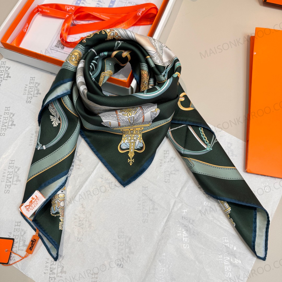Hermes Stately Wheels 90 Silk Twill Scarf - KAIROO