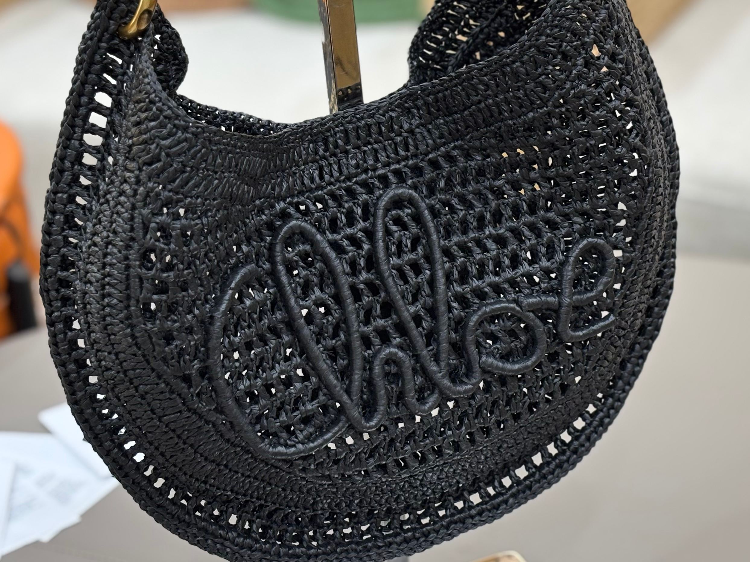 Chloe Summer Banaba Hobo Bag in Raffia-Black