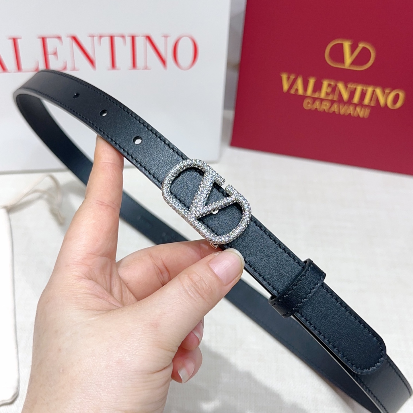 Valentino Mini Leather Belt 2cm