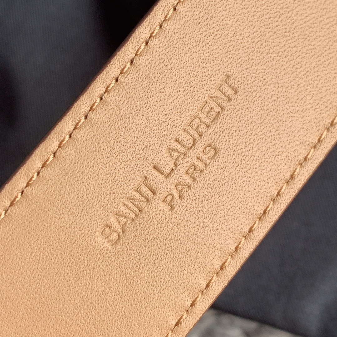 Saint Laurent Beige Cassandre Belt 3cm in Smooth leather