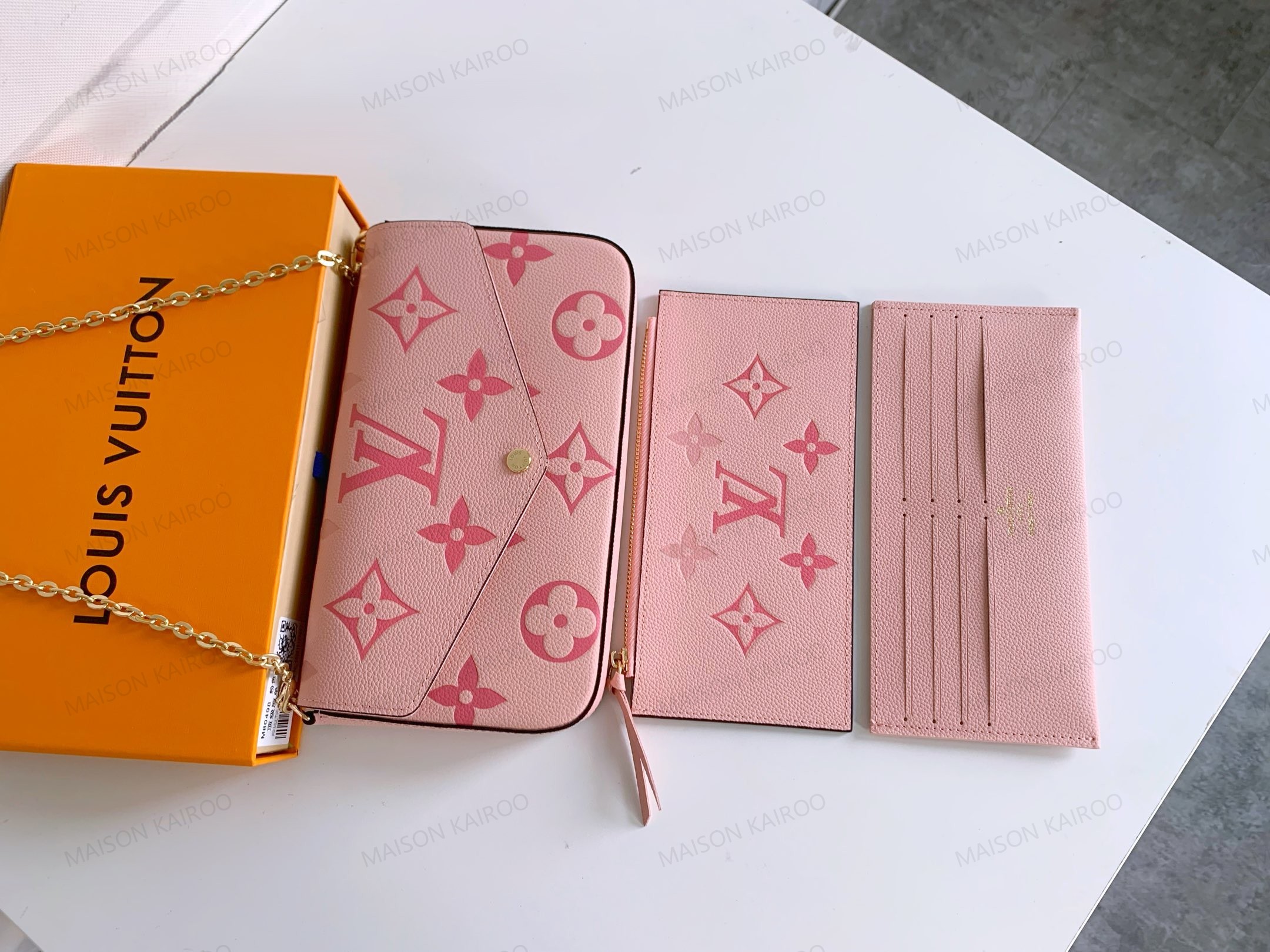 Louis Vuitton LV Felicie Pochette 3-in-1Gradient Monogram Giant Empreinte Leather Chain Envelope Shoulder Bag - KAIROO