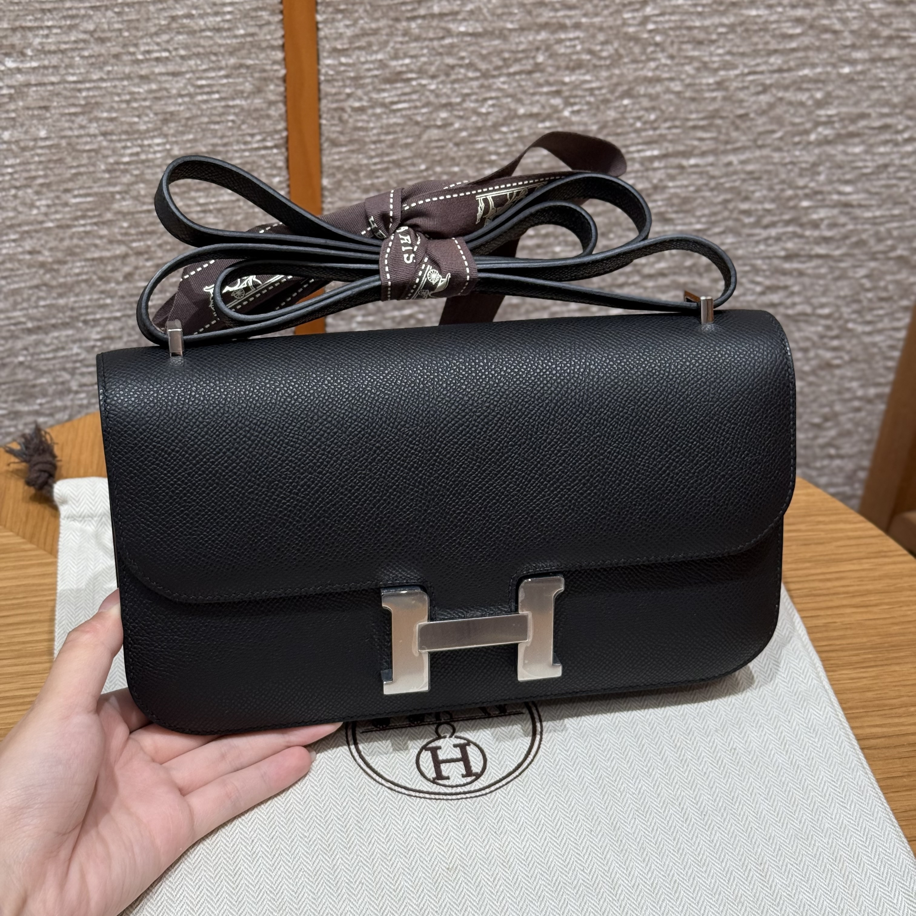 Hermes Black Epsom Constance Elan