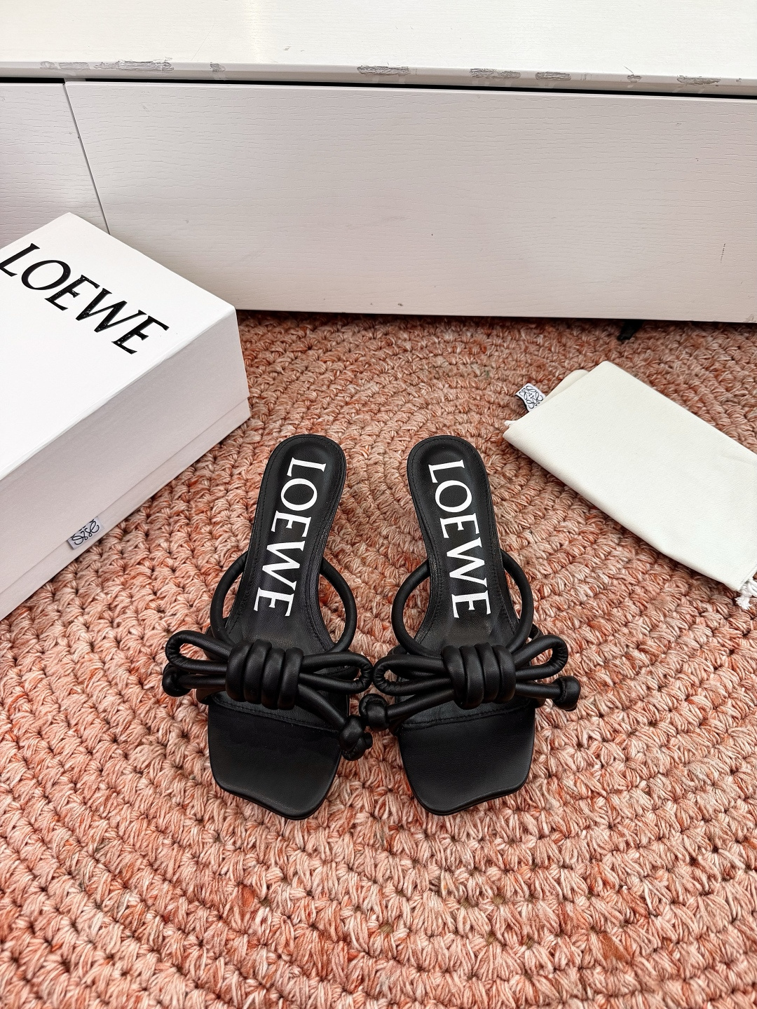 Loewe Flamenco Knot Heeled Mule in Nappa leather