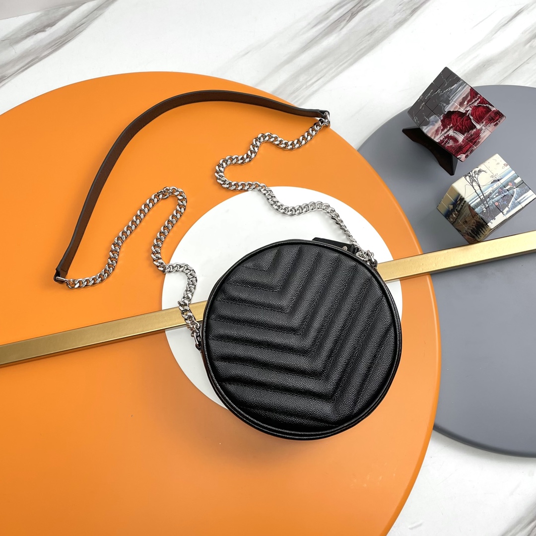 Saint Laurent new Vinyle caviar small round bag