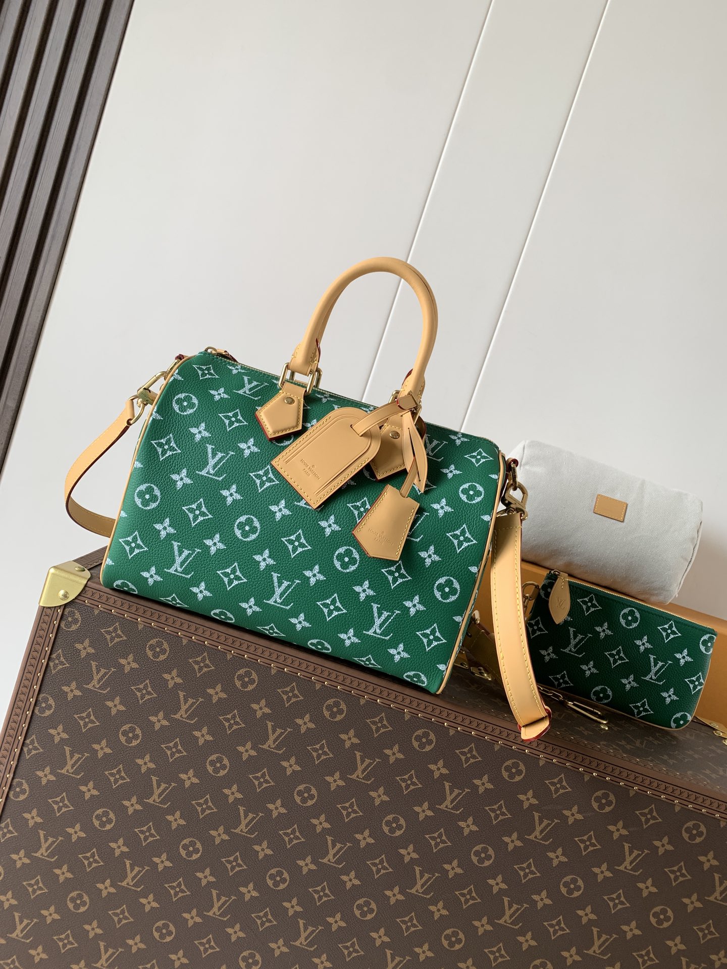 LV M24423 Speedy P9 Bandoulière 25 in Green Monogram Soft calfskin