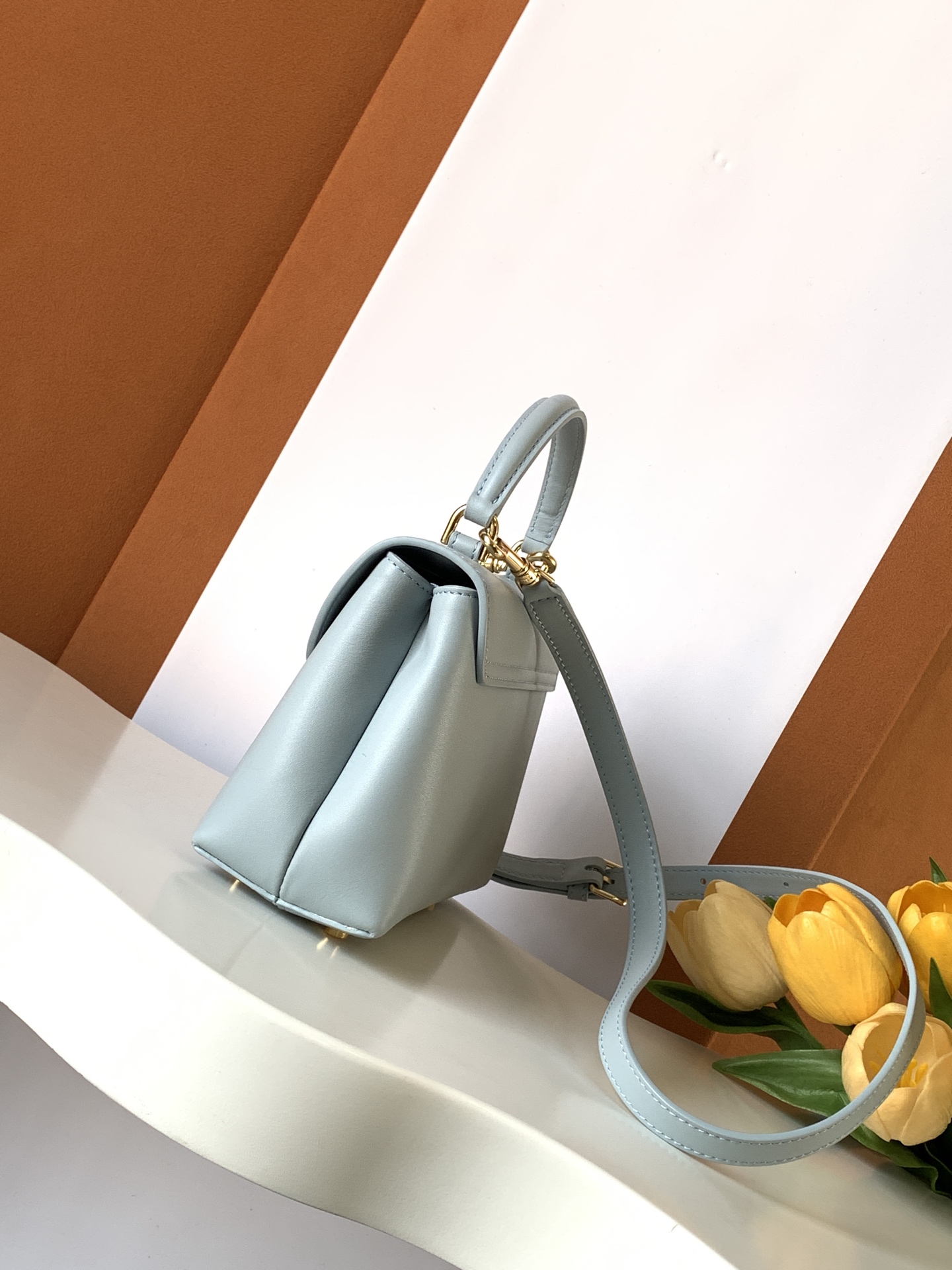 Celine Teen Nino Bag in Supple Grained Calfskin-Powder Blue