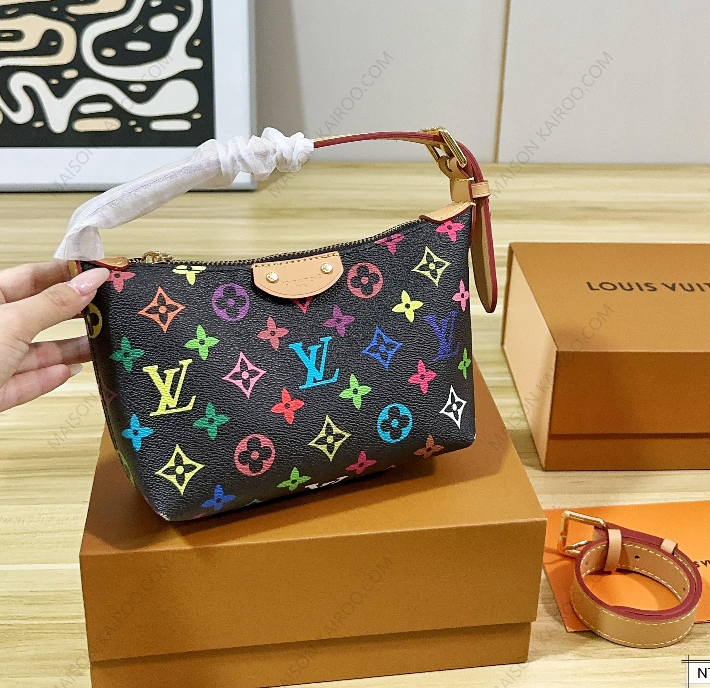 Louis Vuitton LV x TM Remix Pochette Hills Black Multicolor Monogram Hobo Lunch Box Shoulder Bag - KAIROO