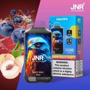 JNR Falcon 16K Rechargeable Disposable Vape – White Peach Razz