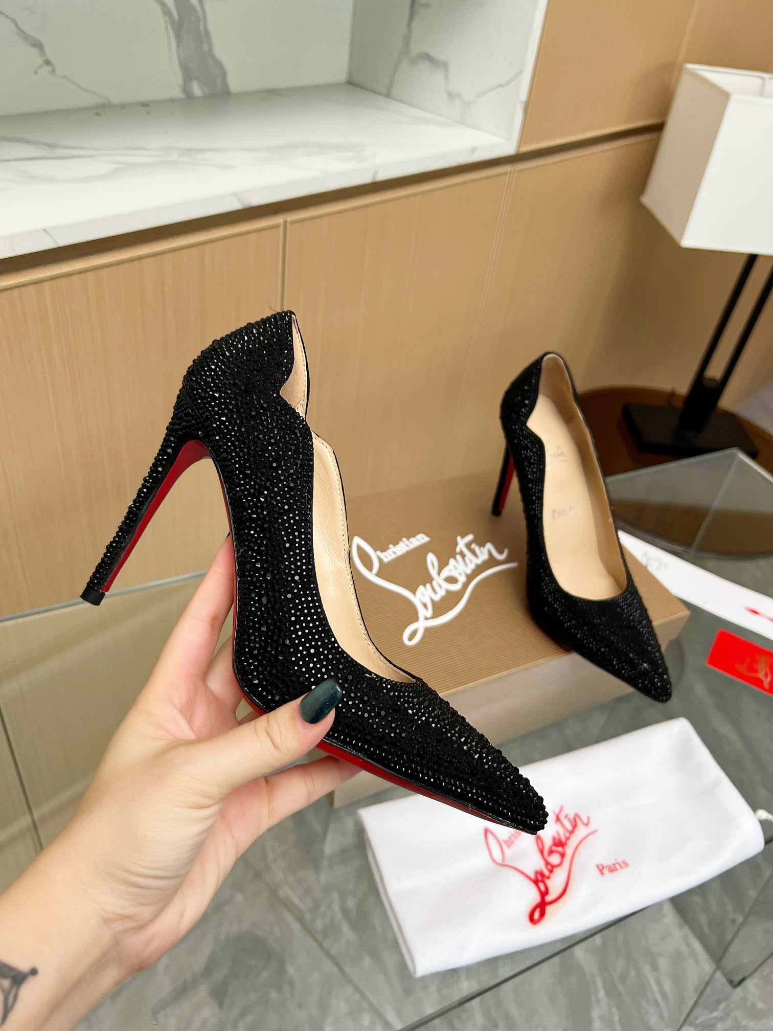 Christian Louboutin Crystals Leather Pump