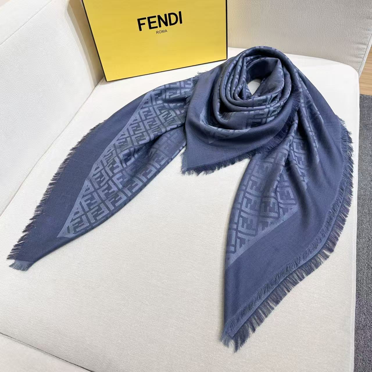 Fendi FF logo Silk and Cashmere Shawl 140