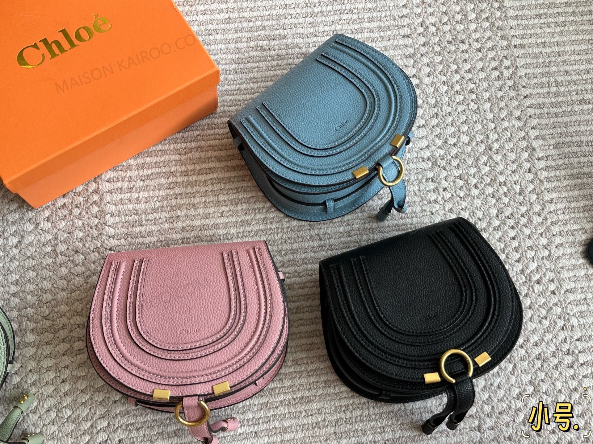 Chloe Marcie Horseshoe Stitching Grained Leather Arc Saddle Crossbody Shoulder Bag - KAIROO