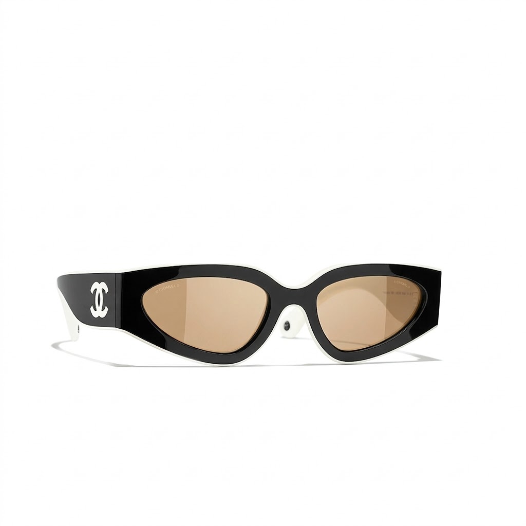 Chanel Black and White Acetate Butterfly Sunglasses  Top Quality - KAIROO