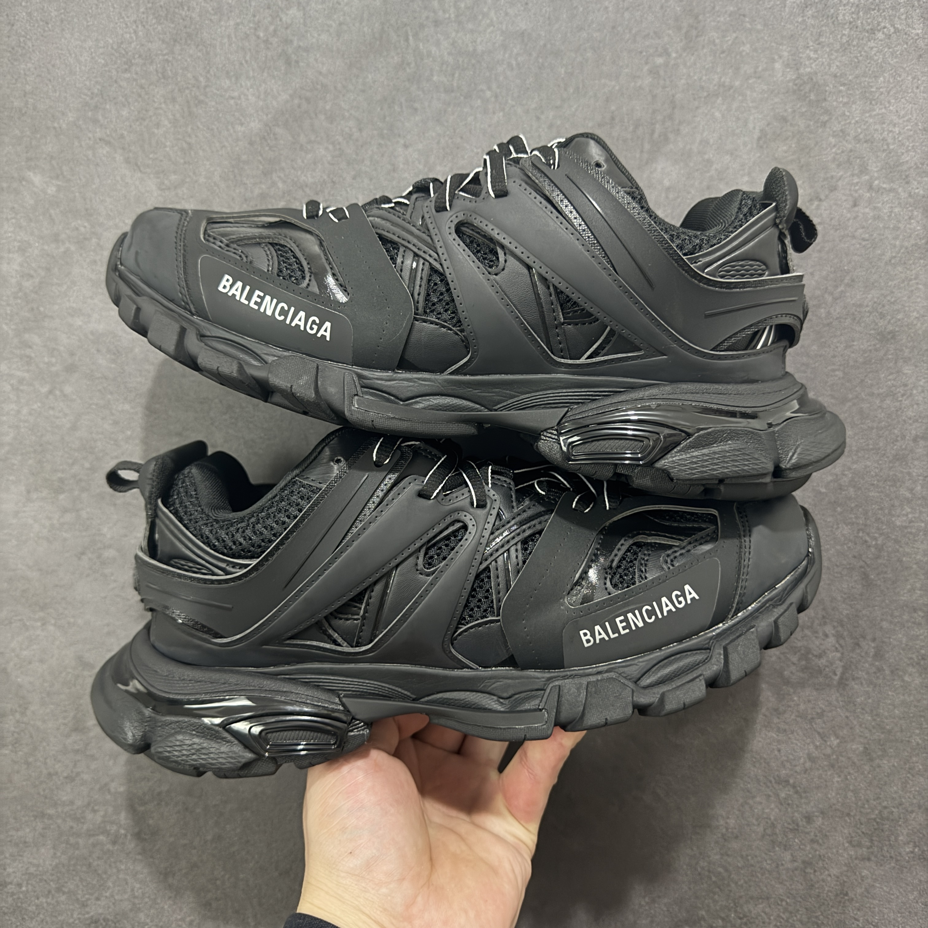 Balenciaga Track Black Nylon Mesh Multi-layered Silhouette Triple Chunky Sneaker - KAIROO