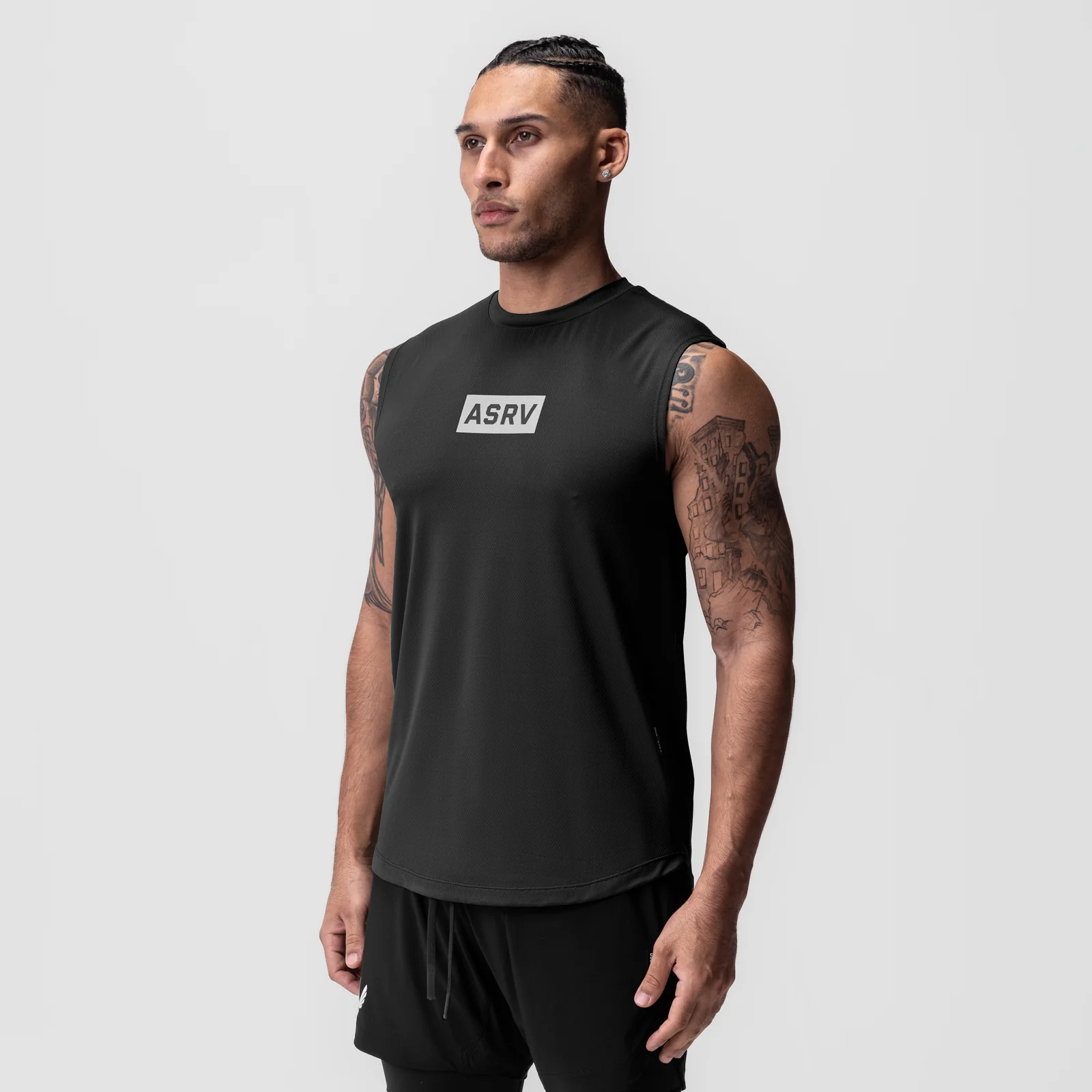 0757. AeroSilver Cutoff Tank - Black 