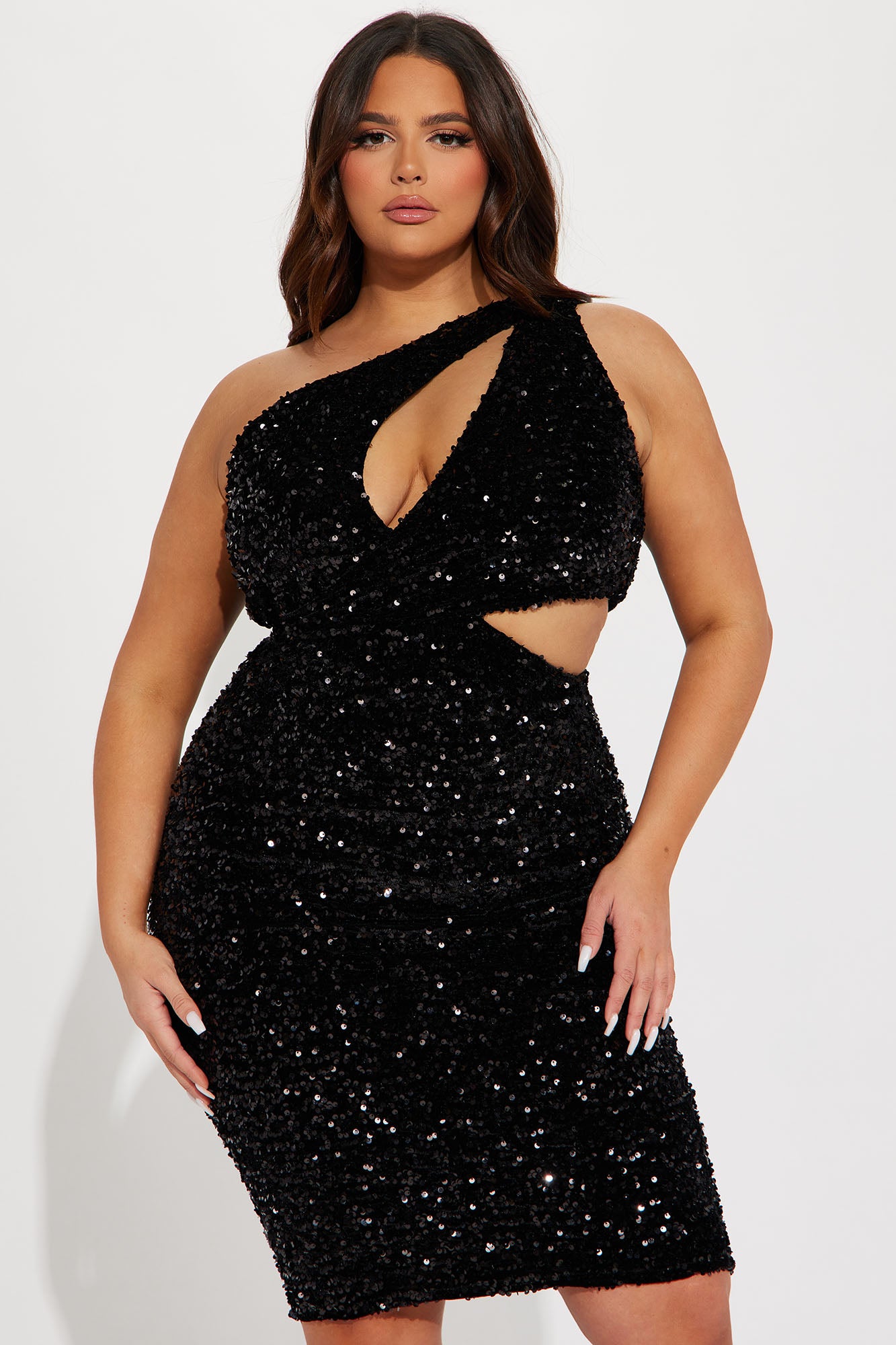 Haven Sequin Midi Dress - Black