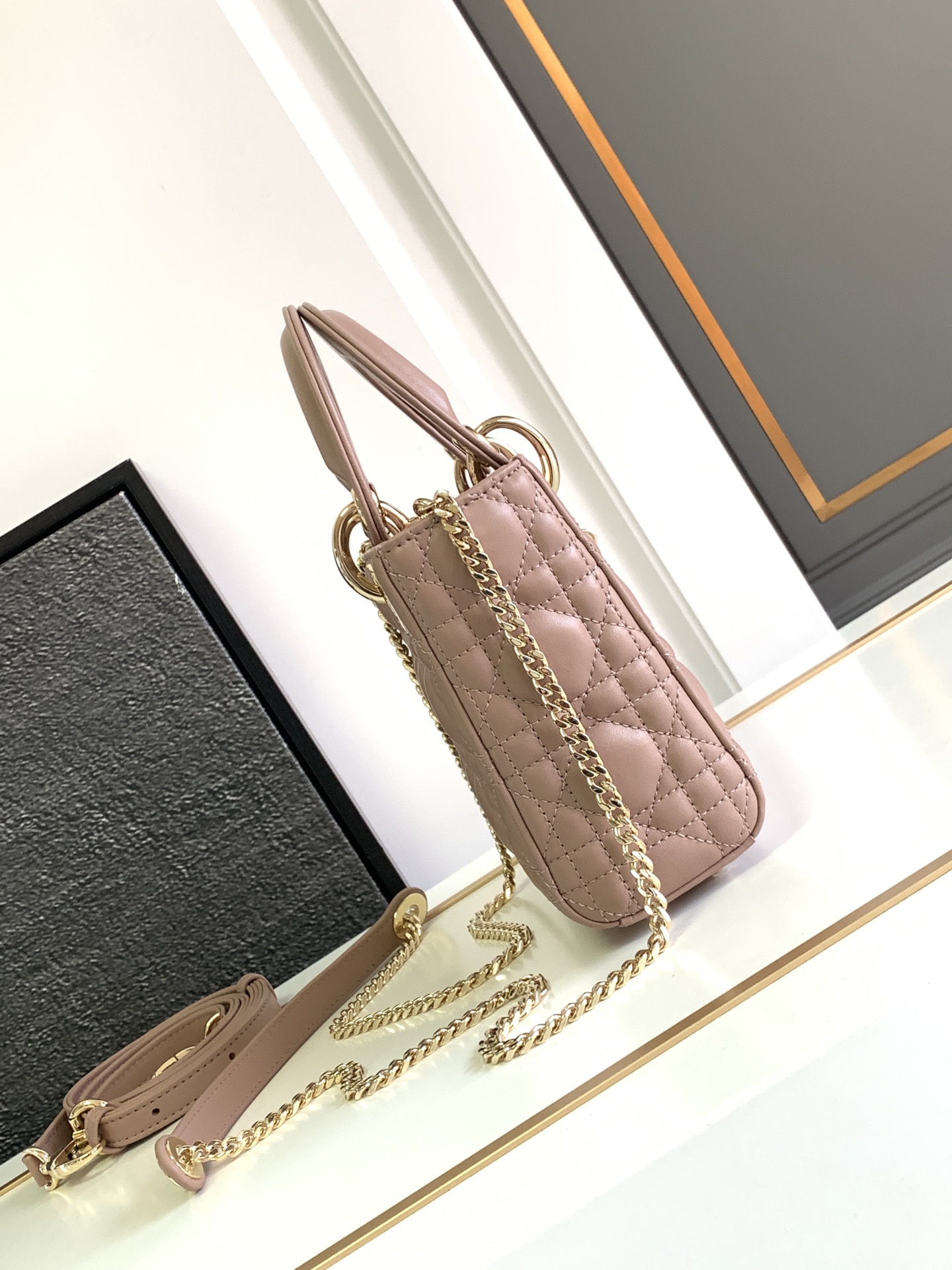 Mini Lady Dior Bag in Nude Pink Cannage Lambskin
