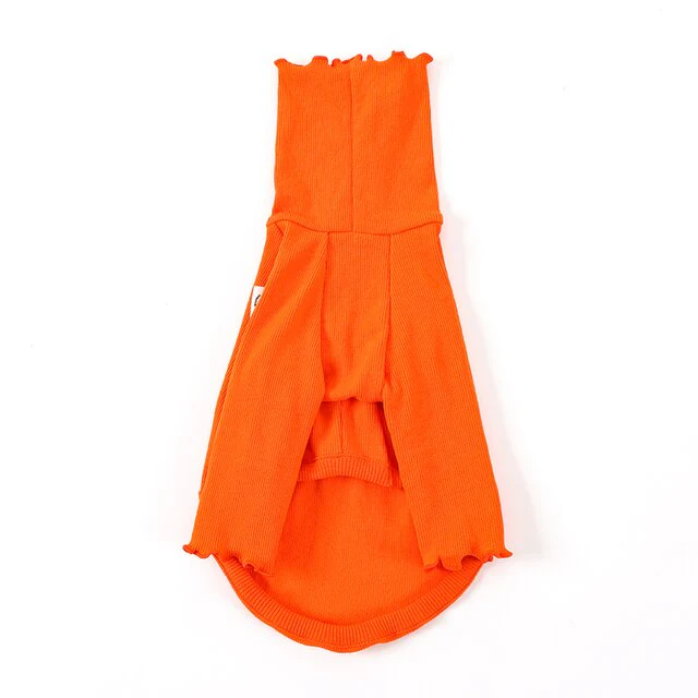 italian greyhound and whippet clothes iggy Dog Sweater Orange Lace Bodysuit High Neck Stretch Long Sleeve Dog Clothes