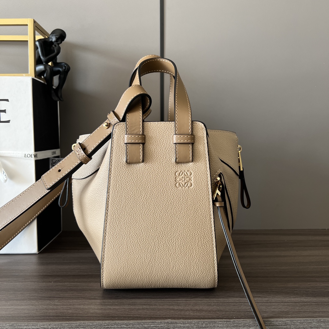 Loewe Hammock Compact Bag in Grained Calfskin-Sand