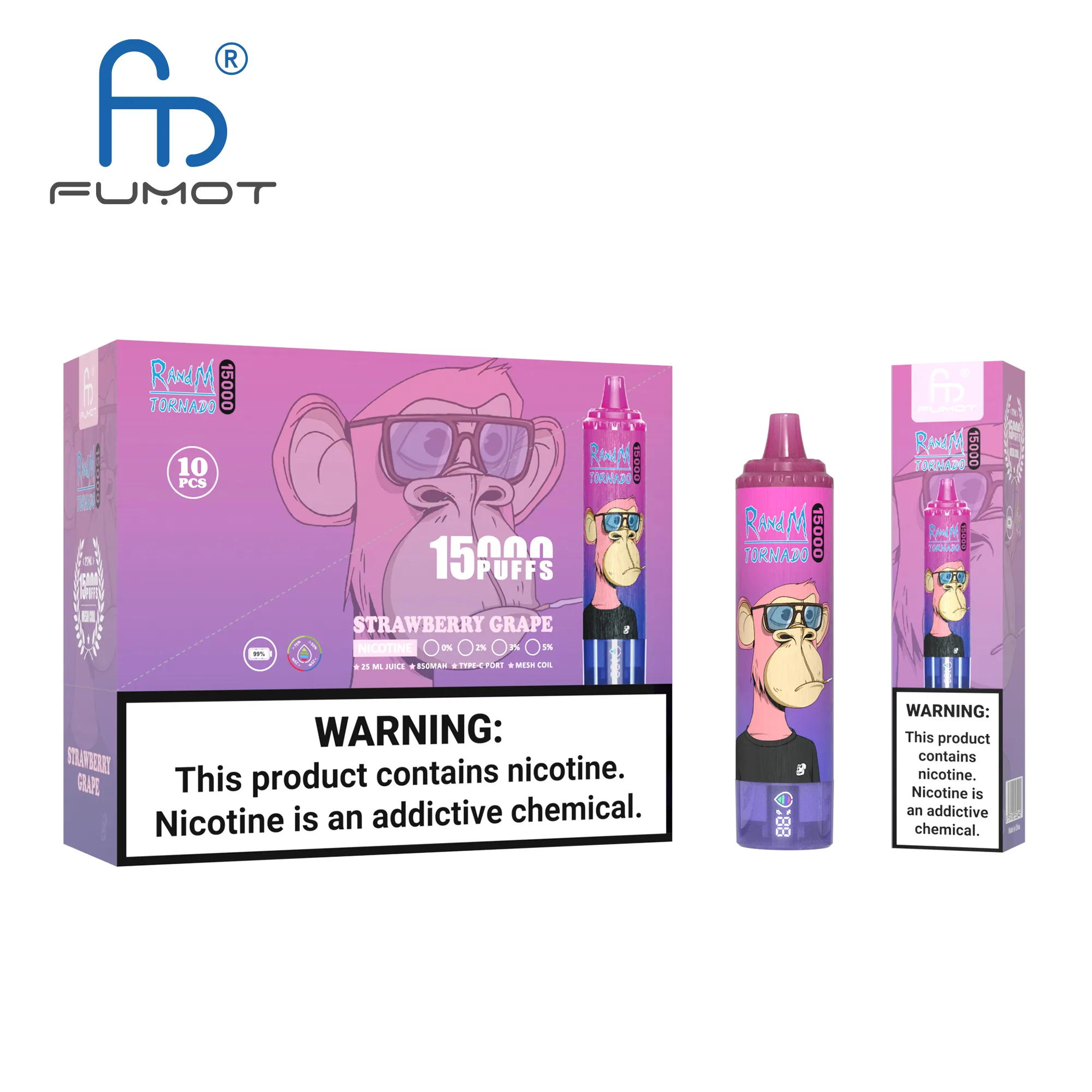 FUMOT Tornado 15K Rechargeable Disposable Vape – Strawberry Grape - Vaba Vape-Shop