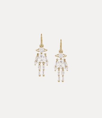 2026 New Gold-Tone Crystal Doll Drop Earrings, Dainty Robot Figure Design, Cute Statement Jewelry for Party Wear