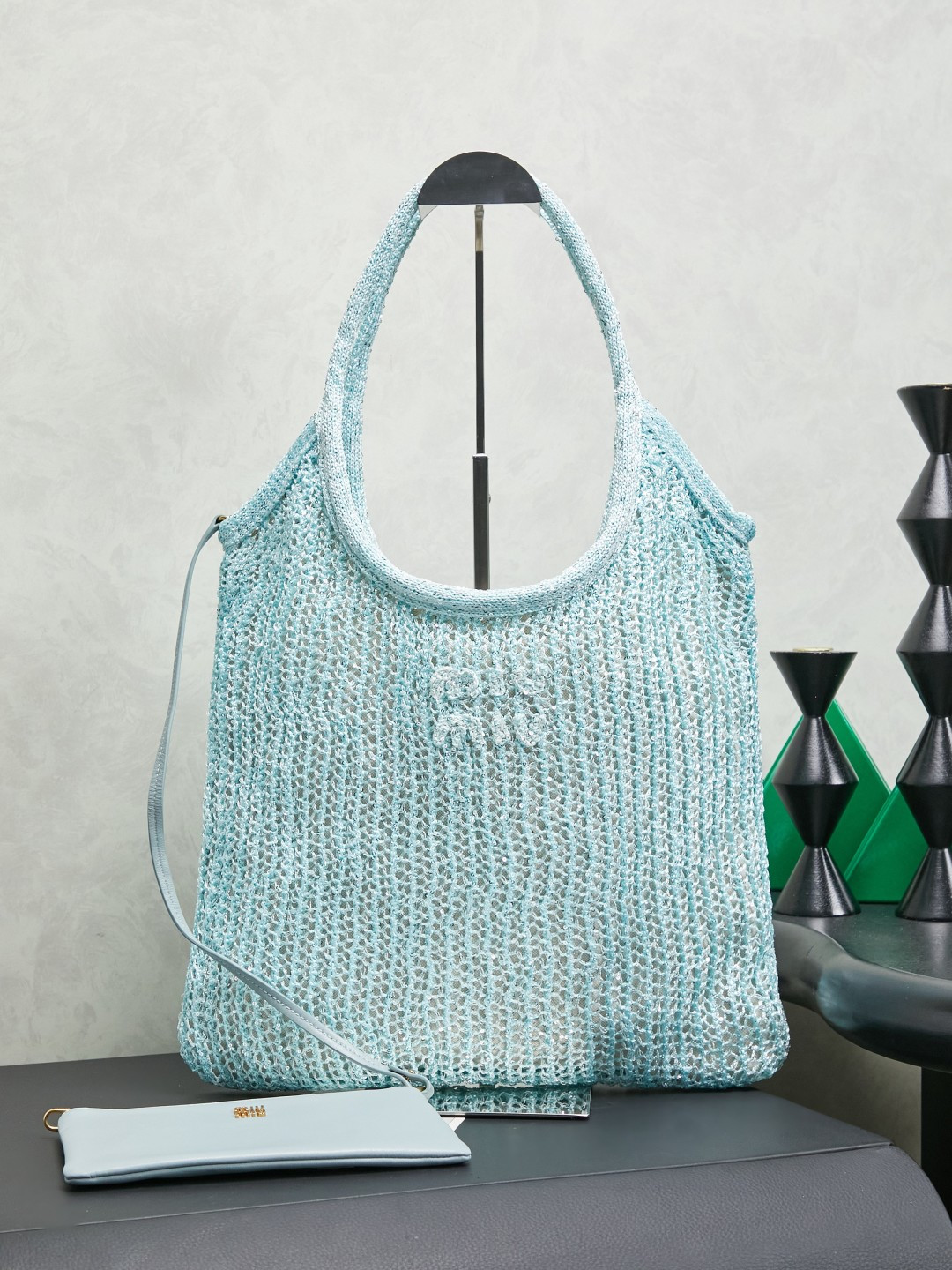 Miu Miu Fennel Pink Ivy Sequin Mesh Bag 5BG231