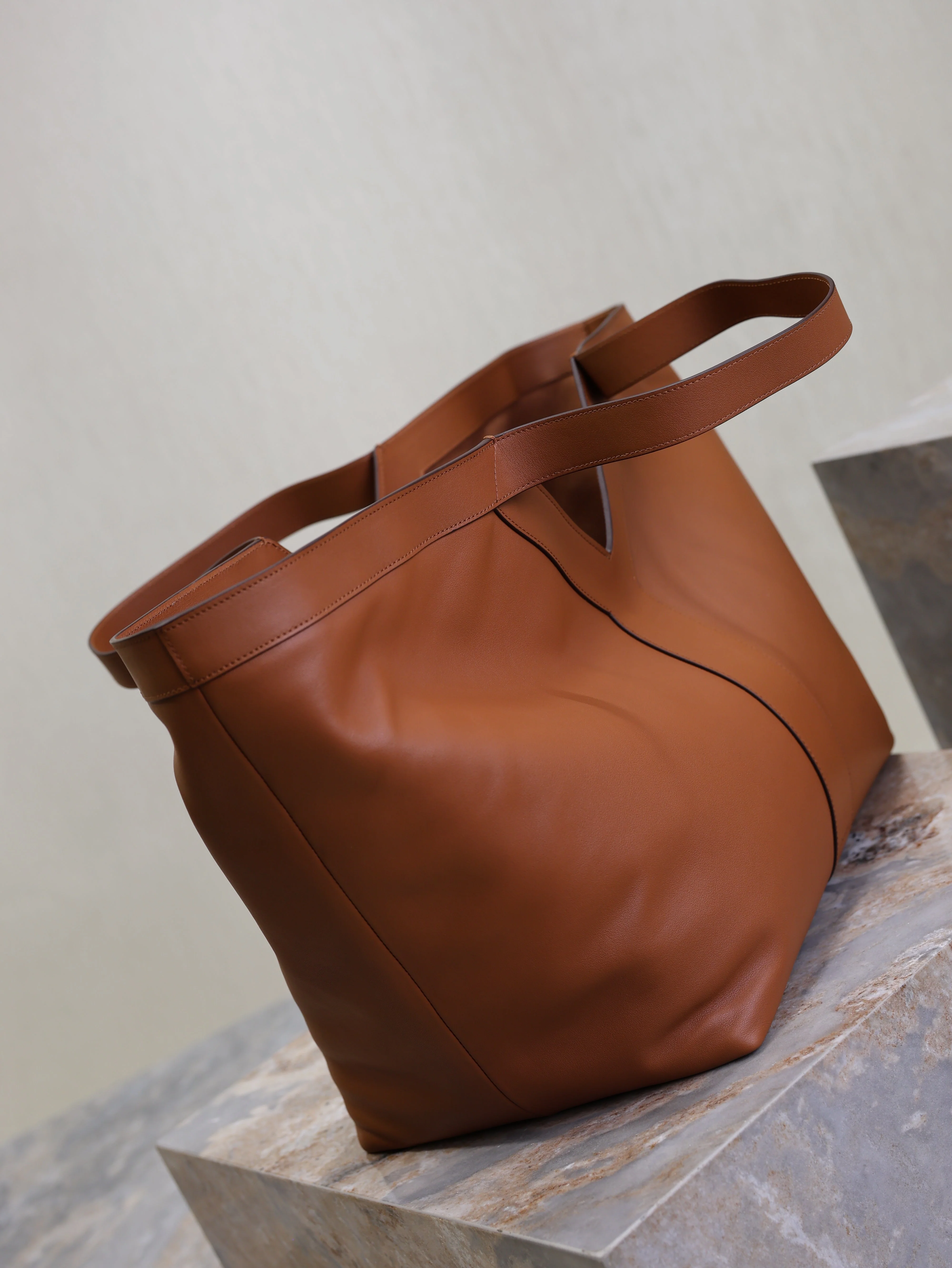 Saint Laurent YSL  Tote Bag Brown Cowhide