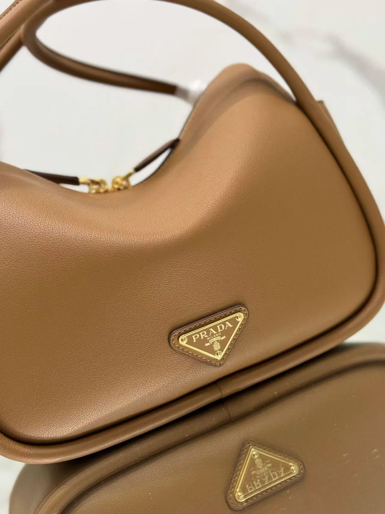 Prada Darling Handbag Caramel Soft Grain Leather