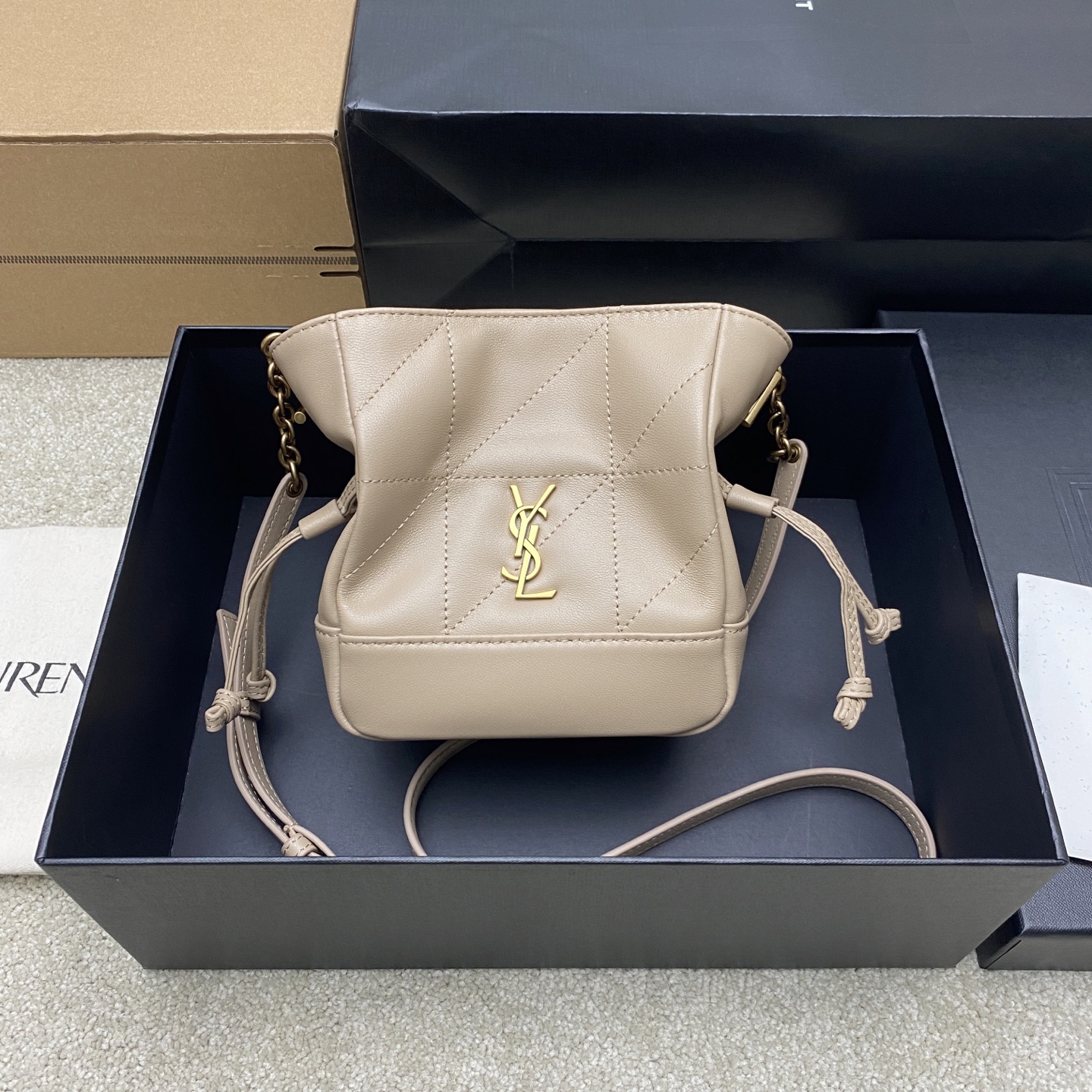 Saint Laurent Beige Lambskin Mini Jamie Bag 859174