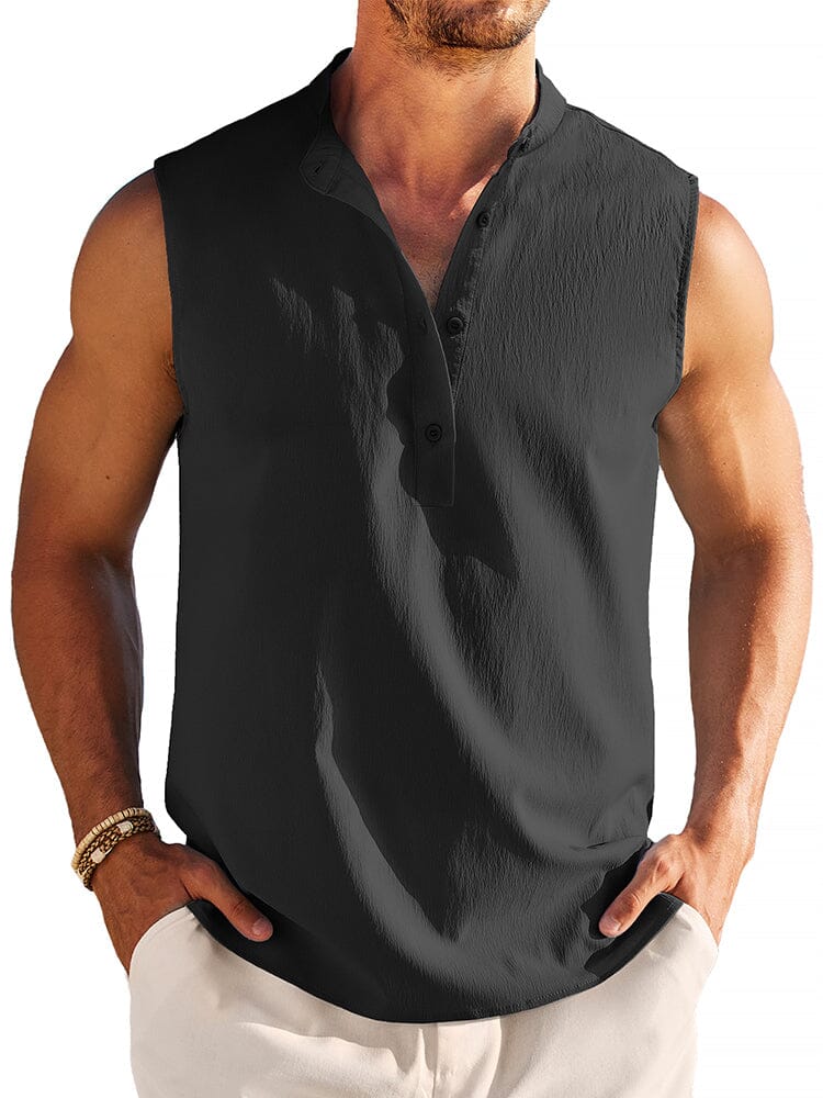 (Pre-order)Casual Lightweight Henley Tank Top (US Only)
