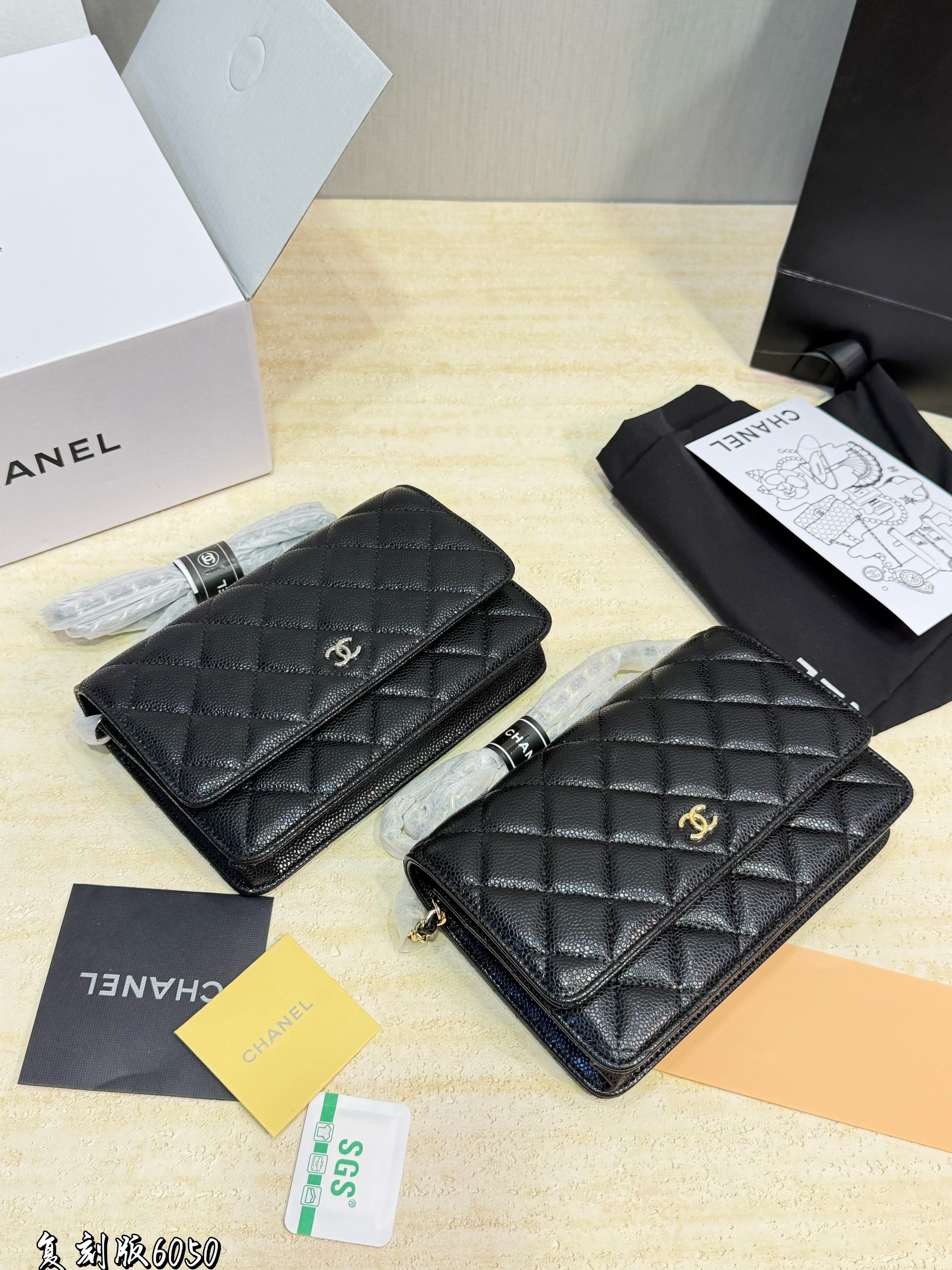 Chanel CF WOC 19CM Mag Closure Caviar Quilted Leather Flap Wallet On Chain Shoulder Bag - KAIROO