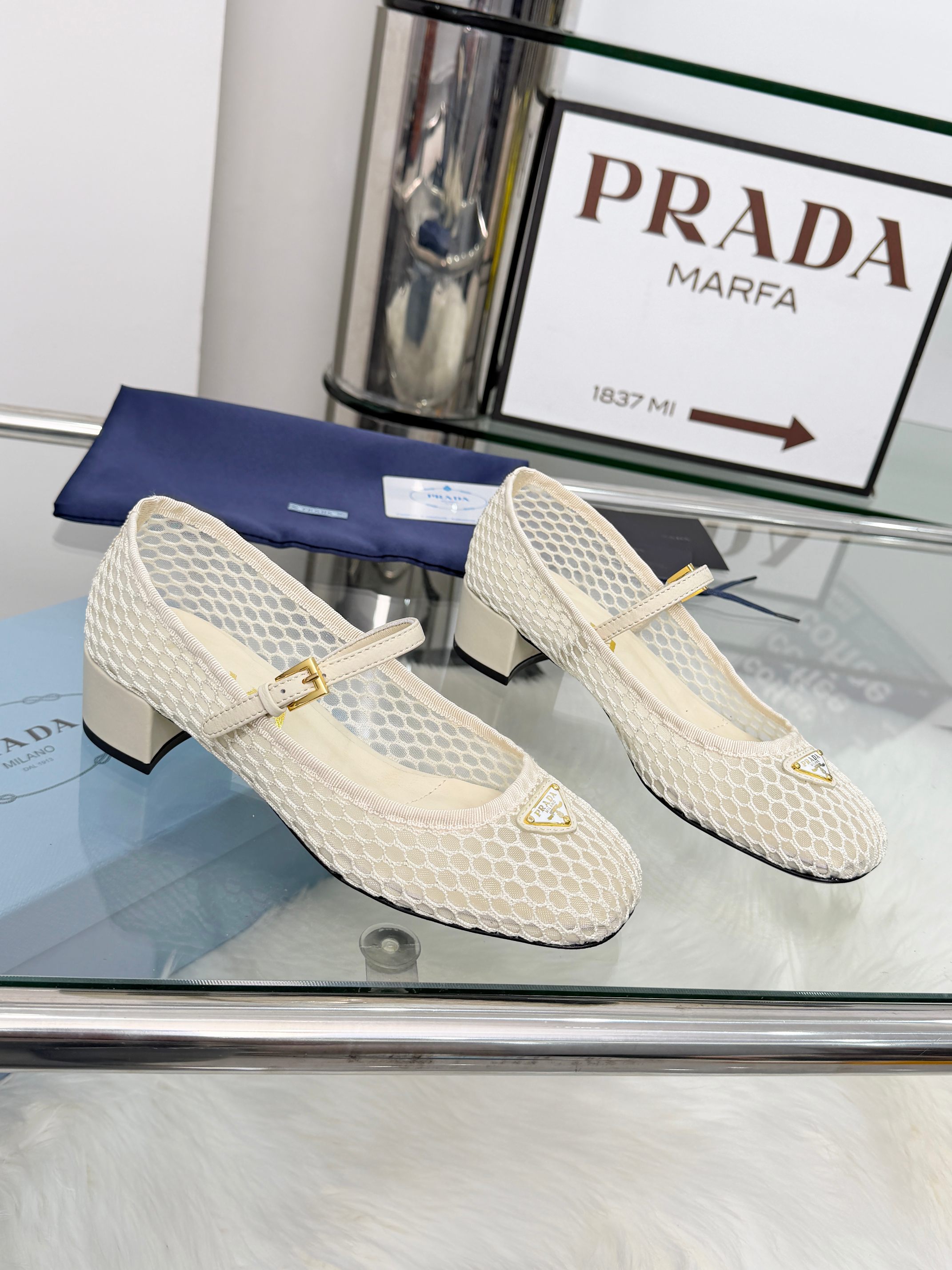 Prada Low heel mesh fabric ballerinas