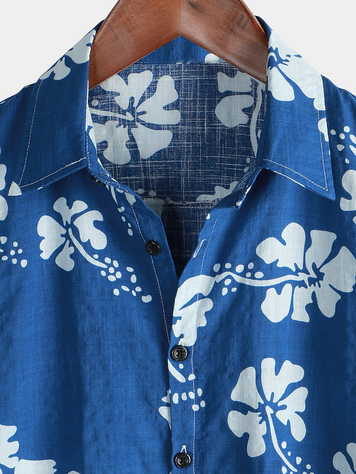 Men's Blue Tropical Hawaiian Button-Up Short Sleeve Shirt