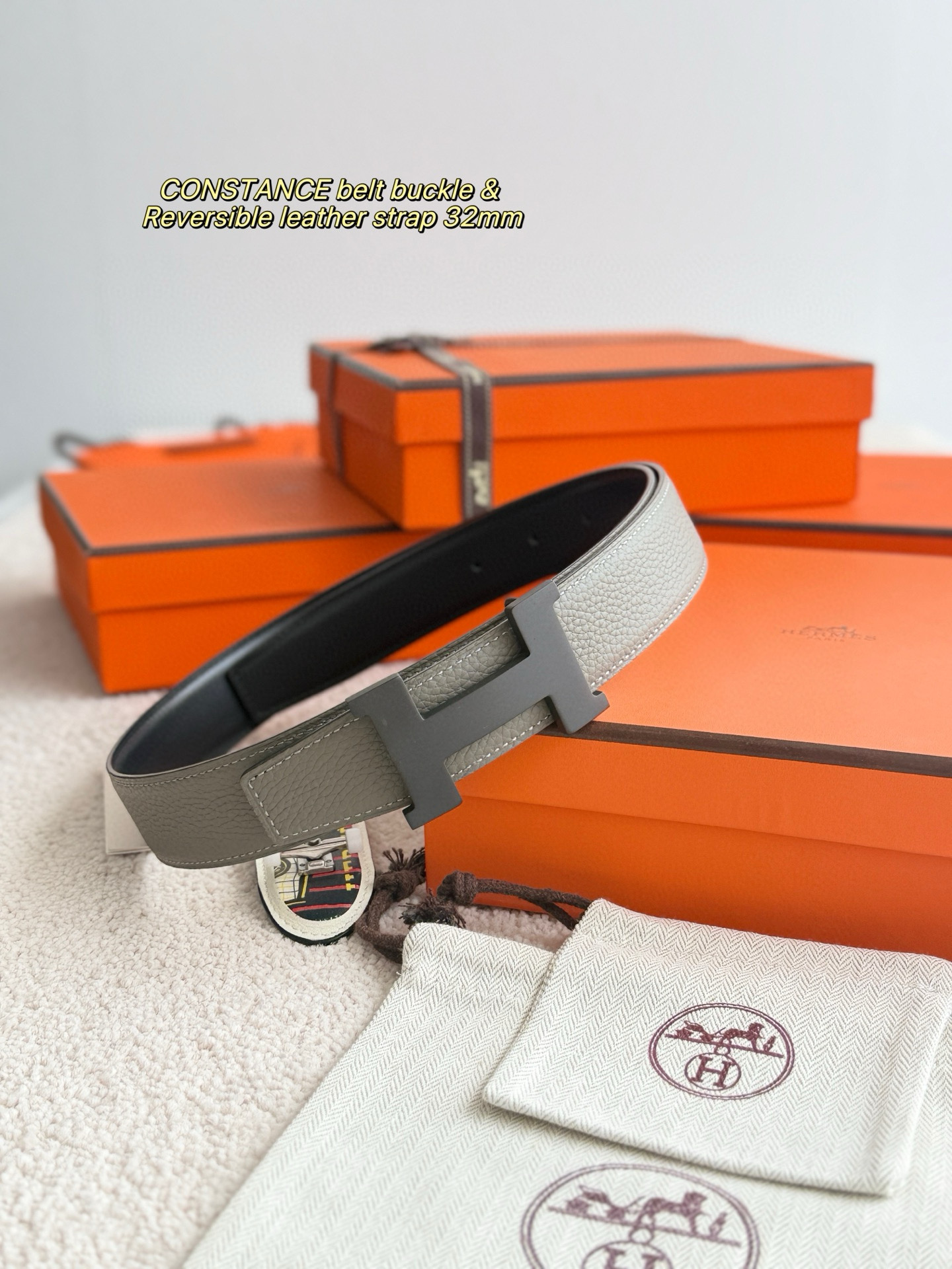 Hermes Constance H Reversible Leather Belt 32mm