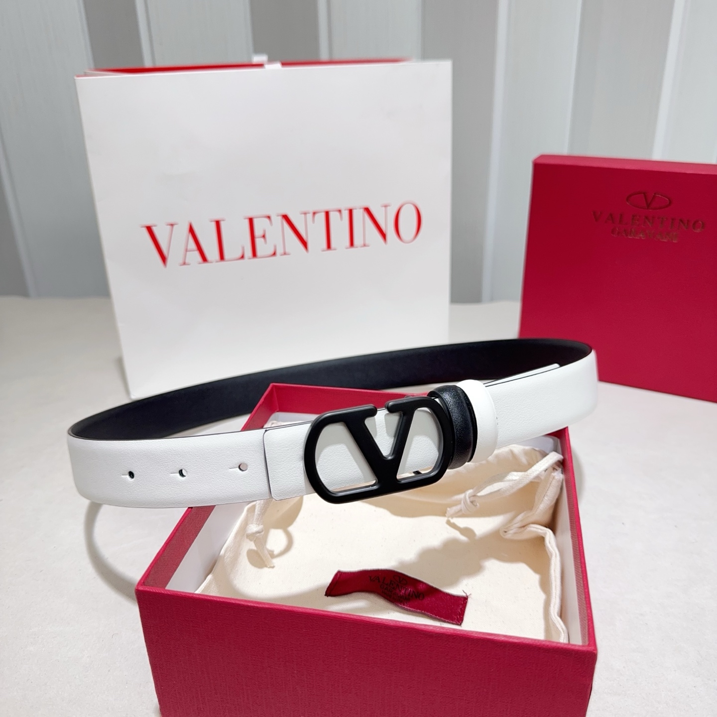 Valentino Reversible Leather Belt 3cm
