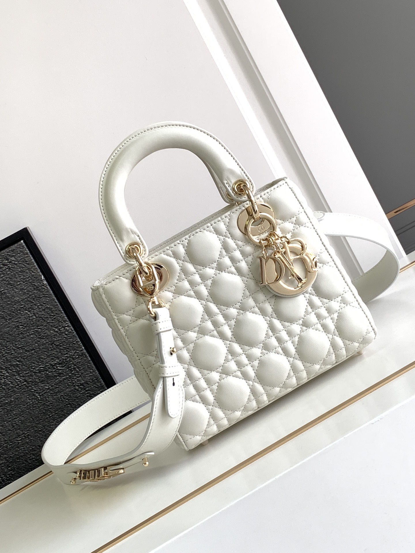 Small Lady Dior My ABC Bag in Nude White Cannage Lambskin