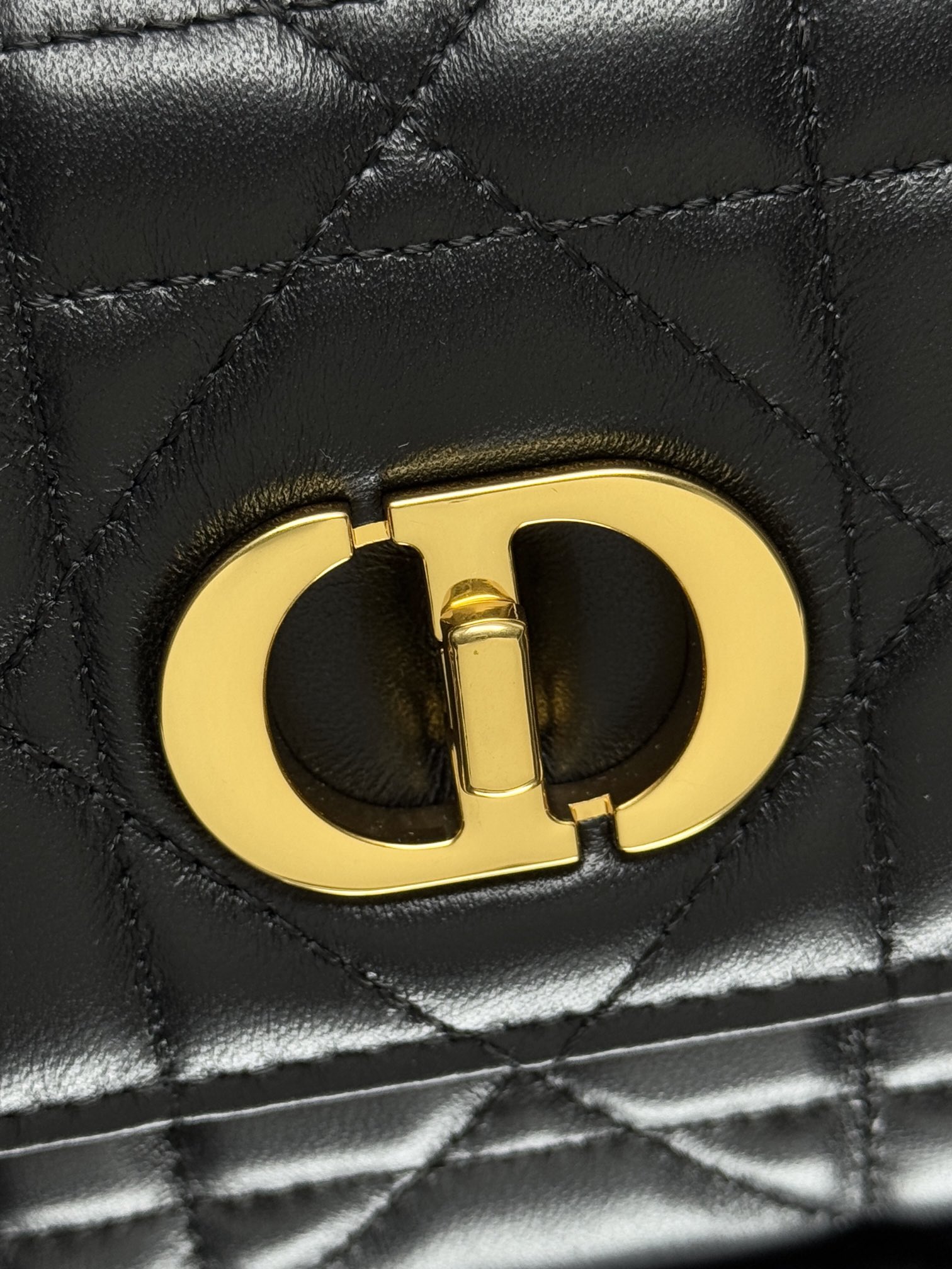 Dior Miss Caro Top Handle Bag/Clutch in Black Cannage Lambskin