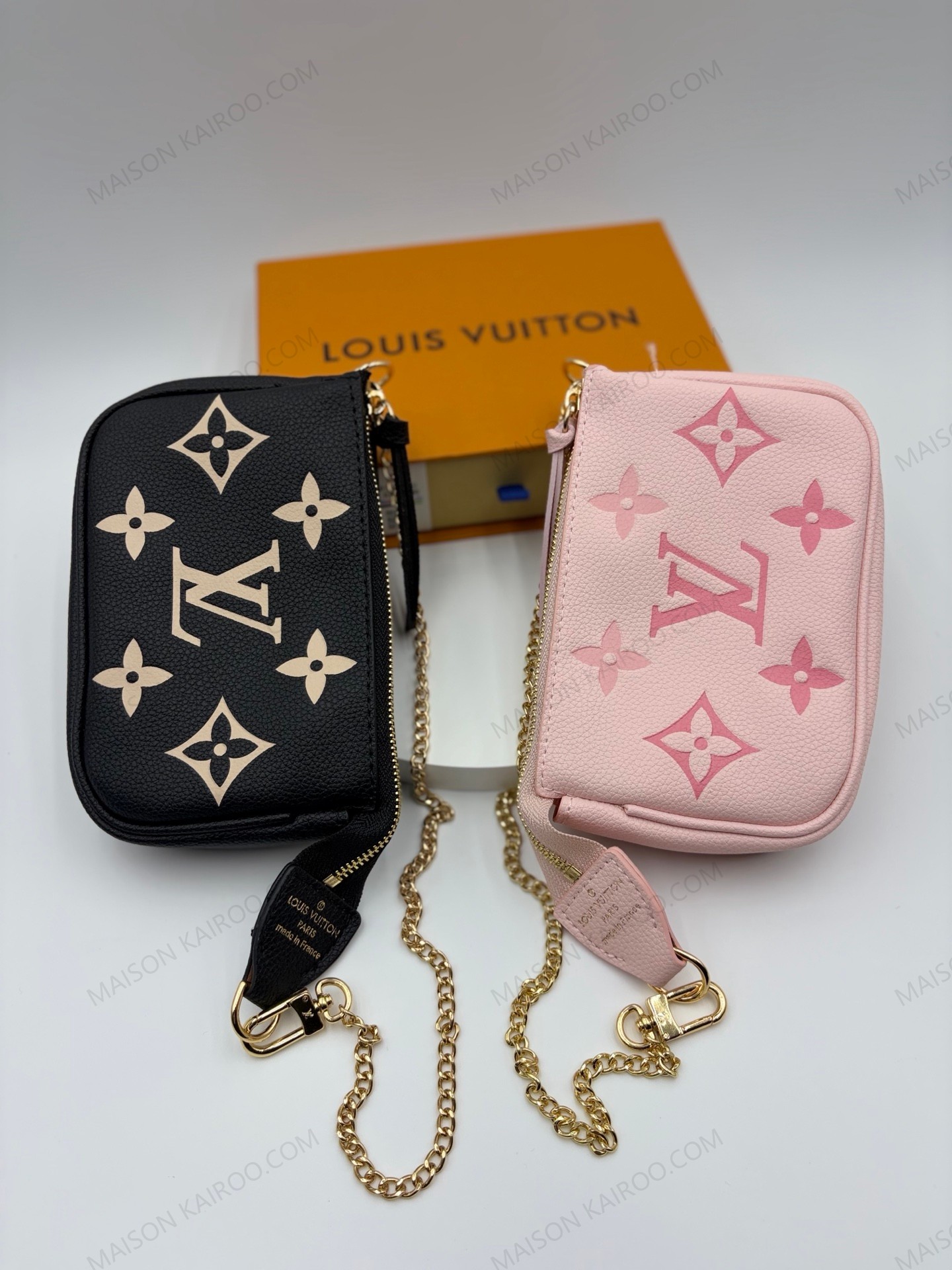 Louis Vuitton LV Mini Pochette Accessoires Bicolor Monogram Empreinte Grain Leather Chain Pouch Bag - KAIROO