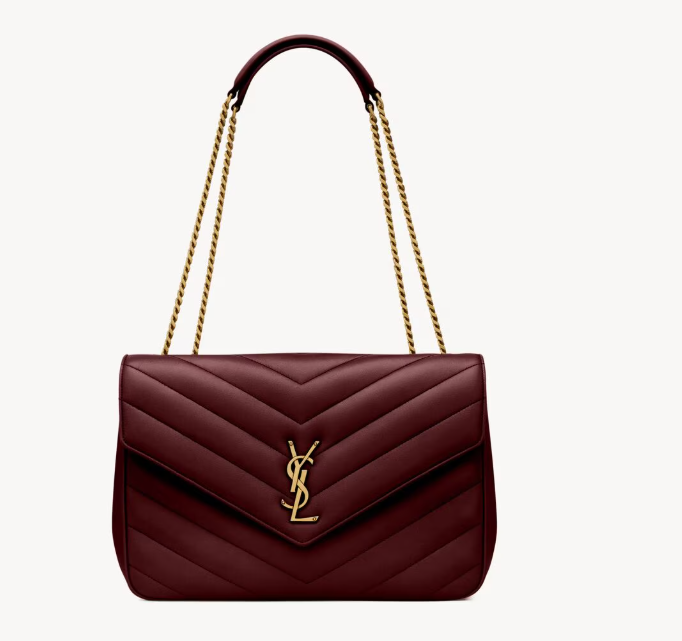 Saint Laurent Rouge Cabernet Lambskin Loulou Large Shoulder Bag