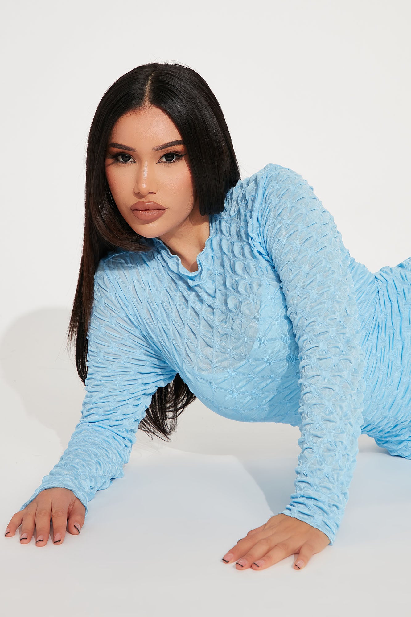 Scarlett Textured Maxi Dress - Light Blue