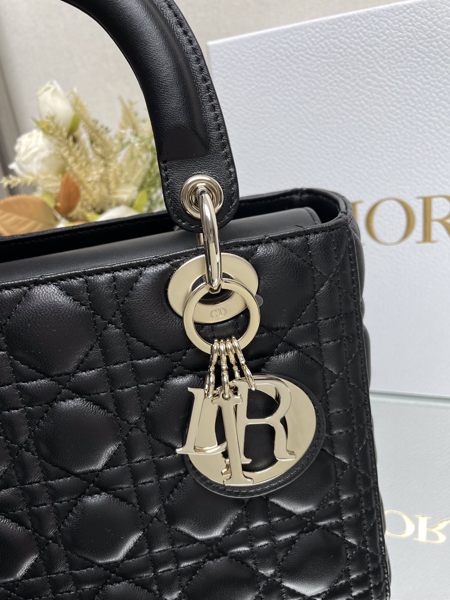 Medium Lady Dior Bag in Black Cannage Lambskin
