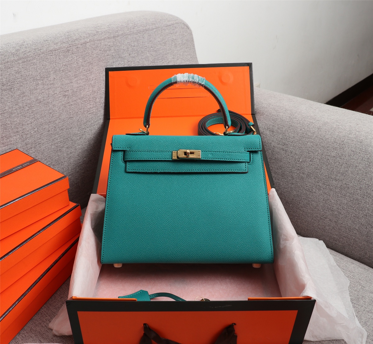 Hermes Kelly Gold Buckle Bag-Epsom