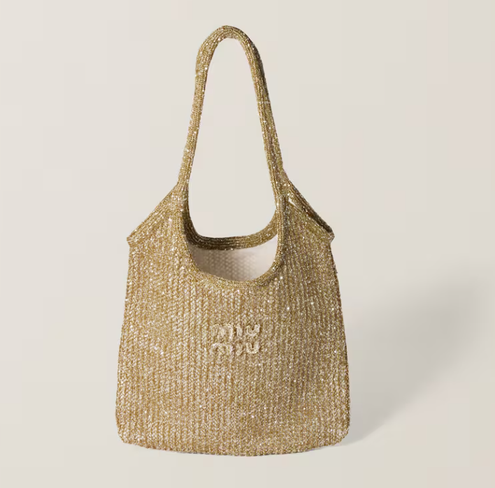 Miu Miu Tundra Pink Ivy Sequin Mesh Bag 5BG231