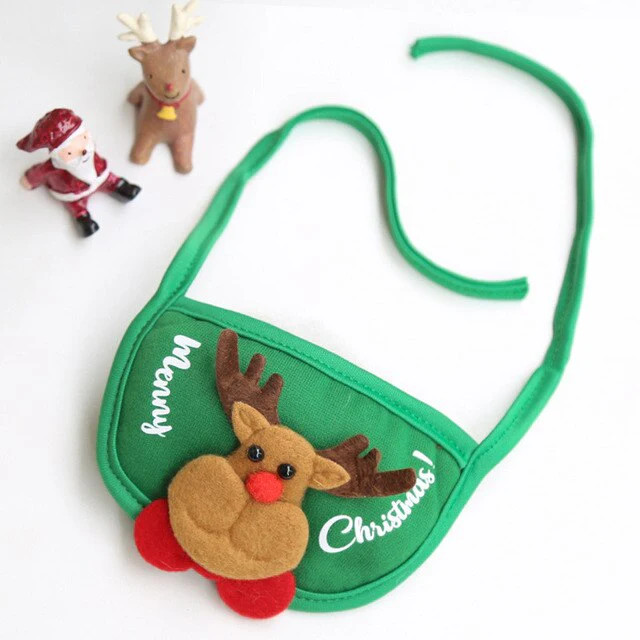Happy New Year Christmas Pet Bib Saliva Towel Hat For Small Medium Cat Dog Sticky Deer Pattern Polyester Costume Pet Accessories