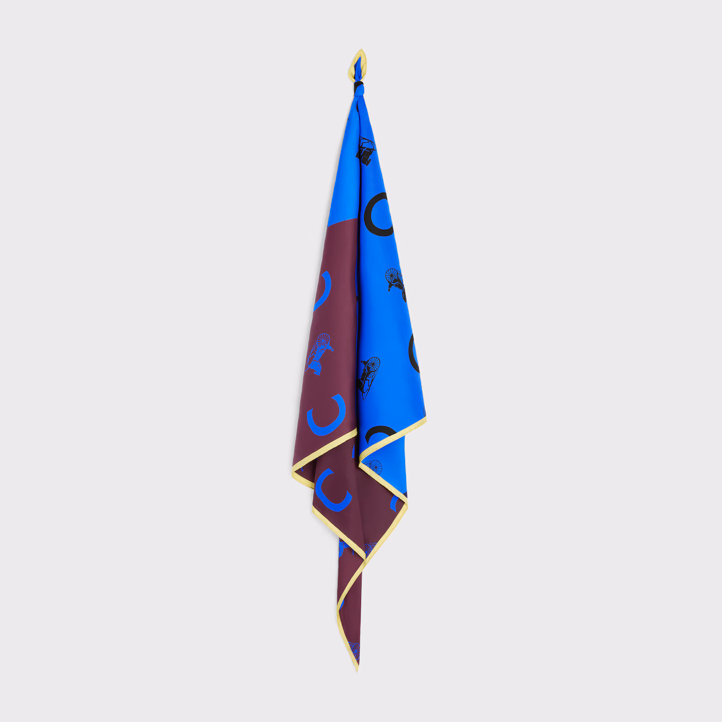 Celine Burgundy & Blue Split Carriage Square Scarf - KAIROO