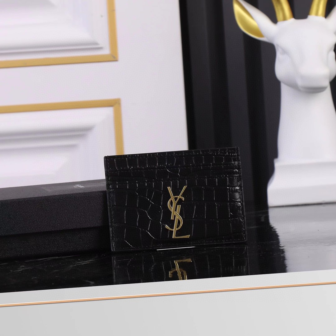 Saint Laurent YSL Crocodile Print Card Bags card holder wallet