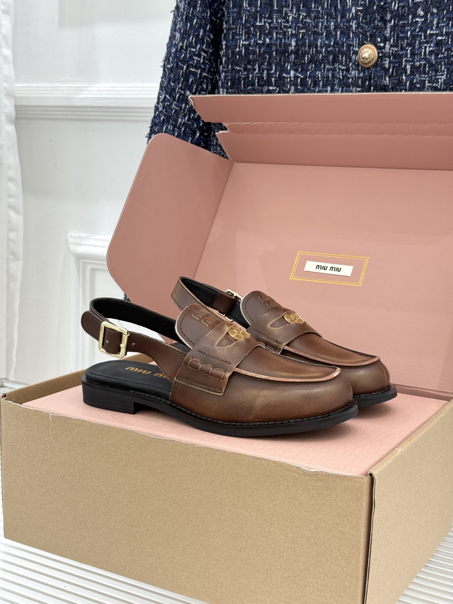 Miu Miu Vintage leather slingback loafers