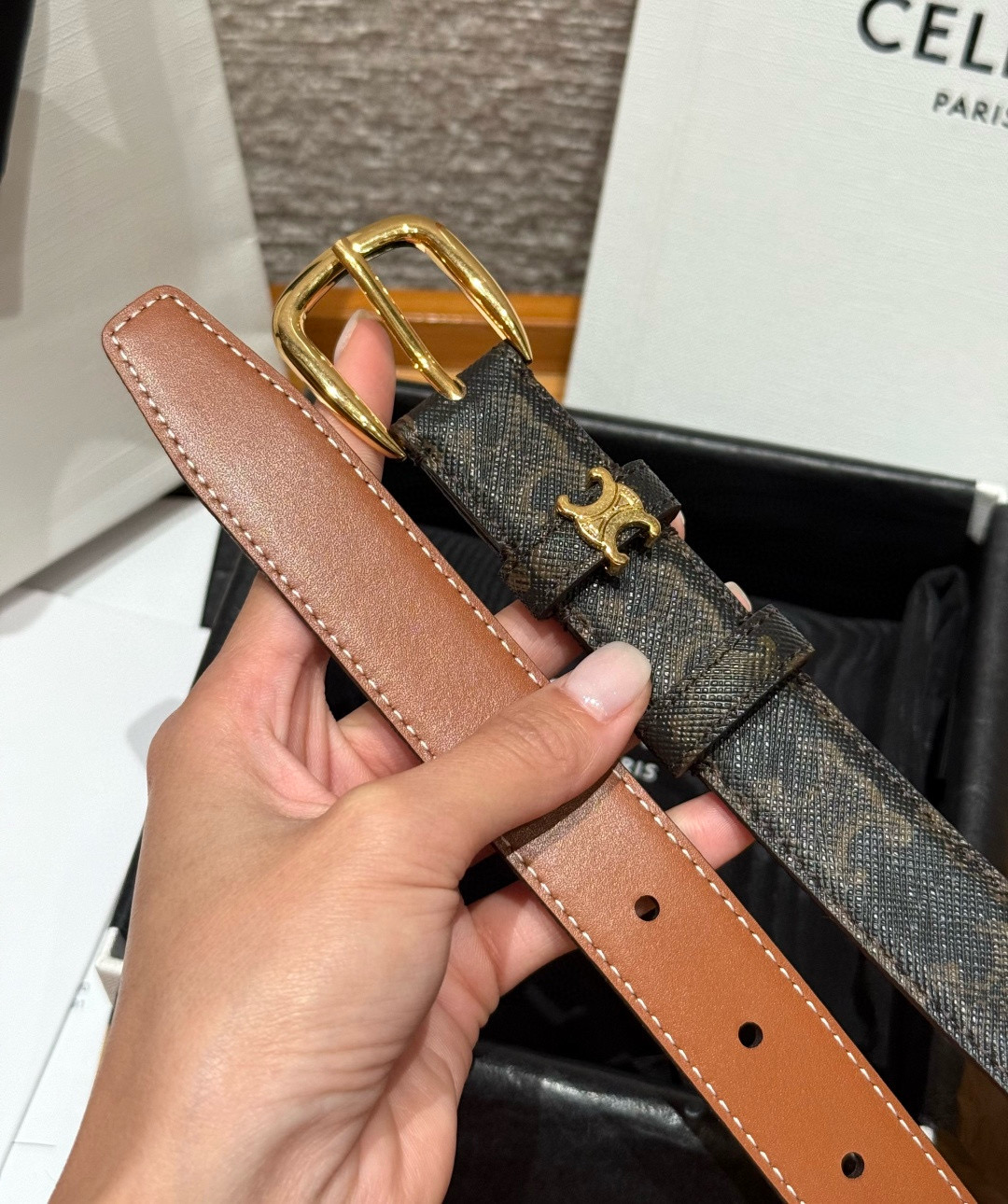 Celine Viivienne Belt Leather Belt 2.5cm